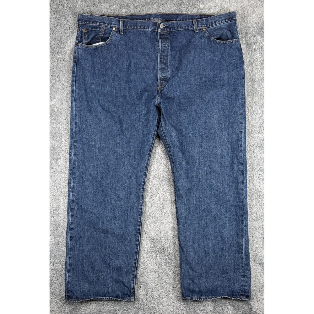 Levis 501 Jeans Mens 52x32 Blue Denim Straight Leg Button Fly High Rise Casual